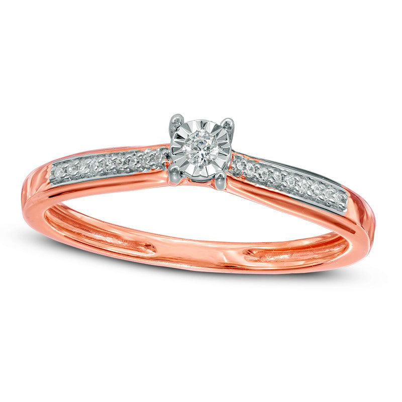 Image of ID 1 005 CT TW Natural Diamond Promise Ring in Solid 10K Rose Gold