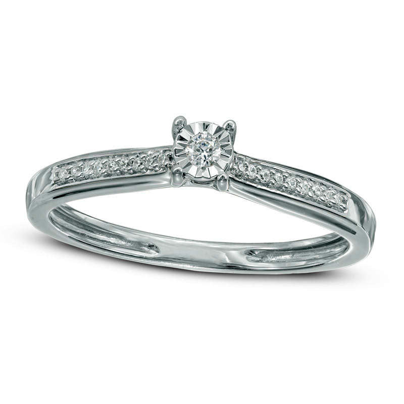 Image of ID 1 005 CT TW Natural Diamond Promise Ring in Solid 10K White Gold
