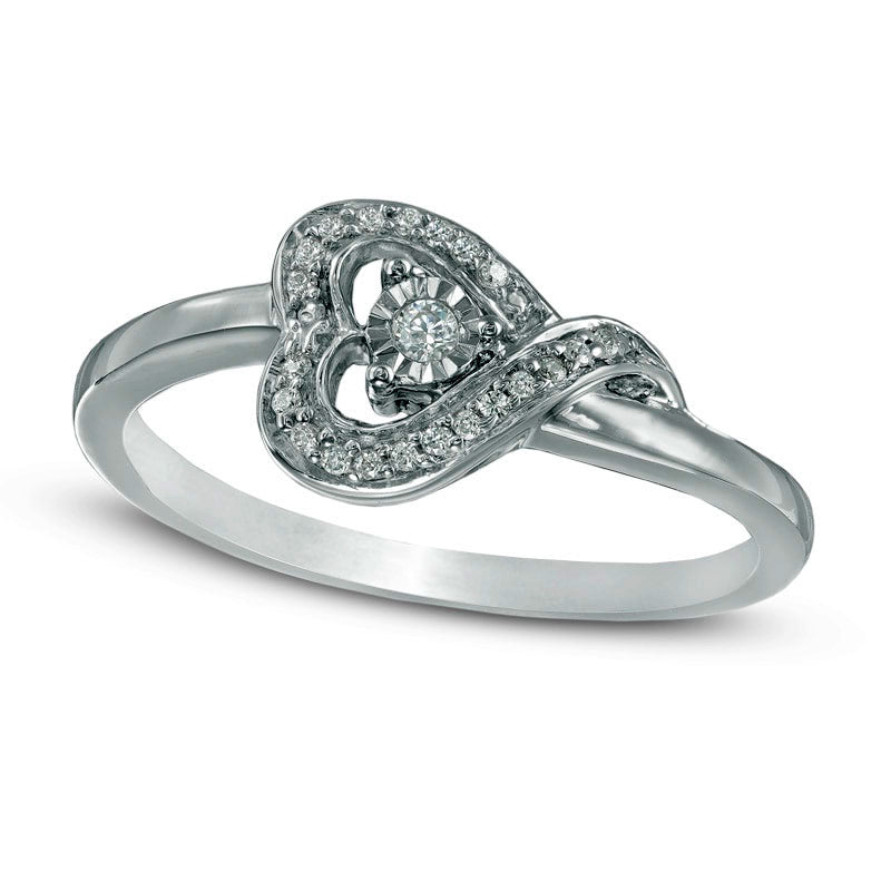 Image of ID 1 005 CT TW Natural Diamond Sideways Heart Ring in Sterling Silver
