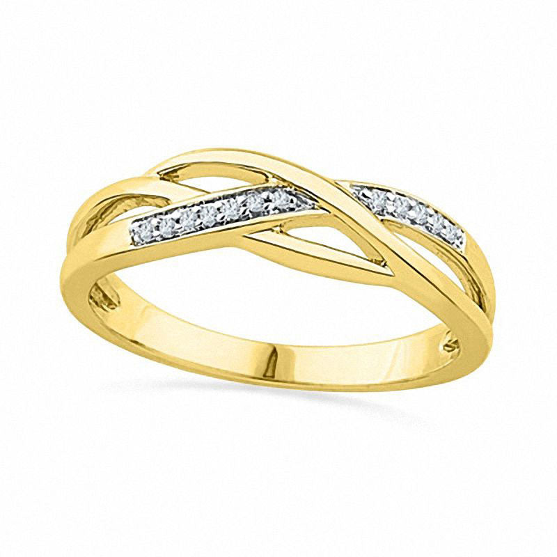 Image of ID 1 005 CT TW Natural Diamond Split Shank Waves Ring in Yellow Rhodium Sterling Silver