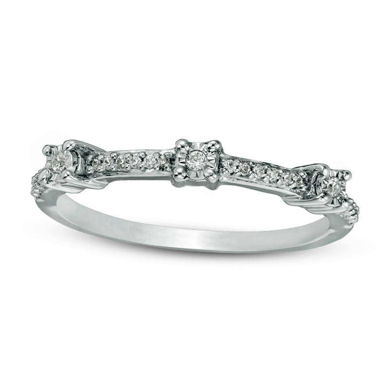 Image of ID 1 005 CT TW Natural Diamond Three Stone Station Band in Sterling Silver