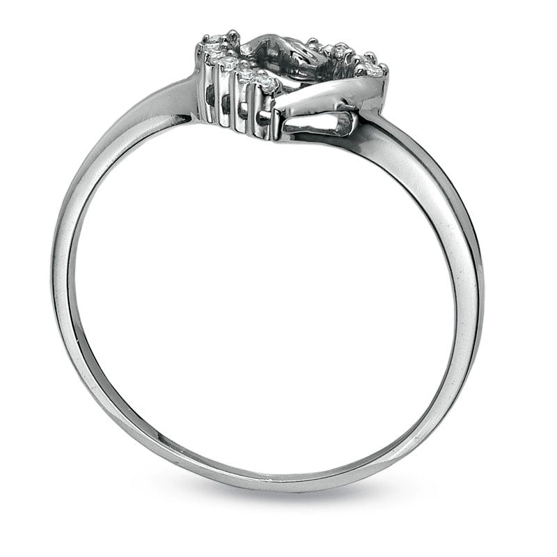 Image of ID 1 005 CT TW Natural Diamond Twist Heart Ring in Solid 10K White Gold