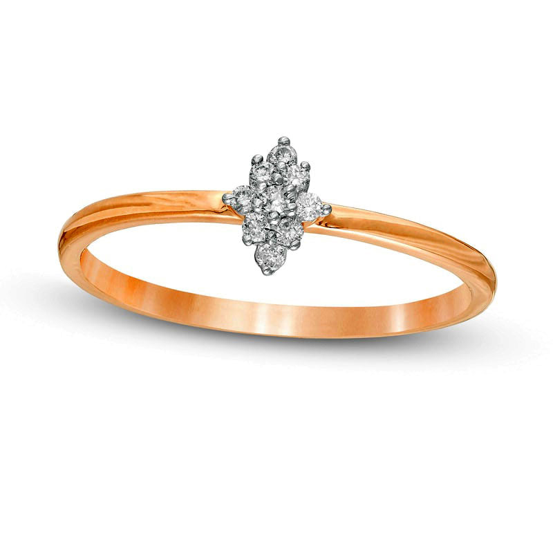 Image of ID 1 007 CT TW Composite Marquise Natural Diamond Promise Ring in Solid 10K Rose Gold