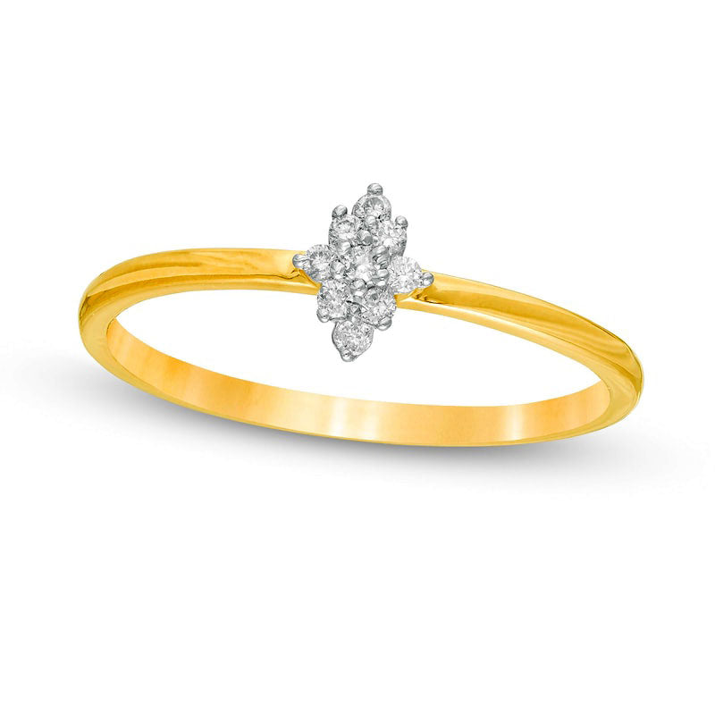 Image of ID 1 007 CT TW Composite Marquise Natural Diamond Promise Ring in Solid 10K Yellow Gold