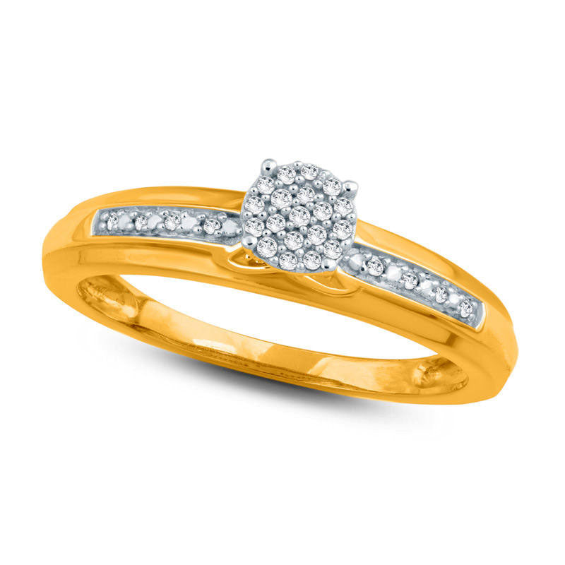 Image of ID 1 007 CT TW Composite Natural Diamond Criss-Cross Engagement Ring in Solid 10K Yellow Gold