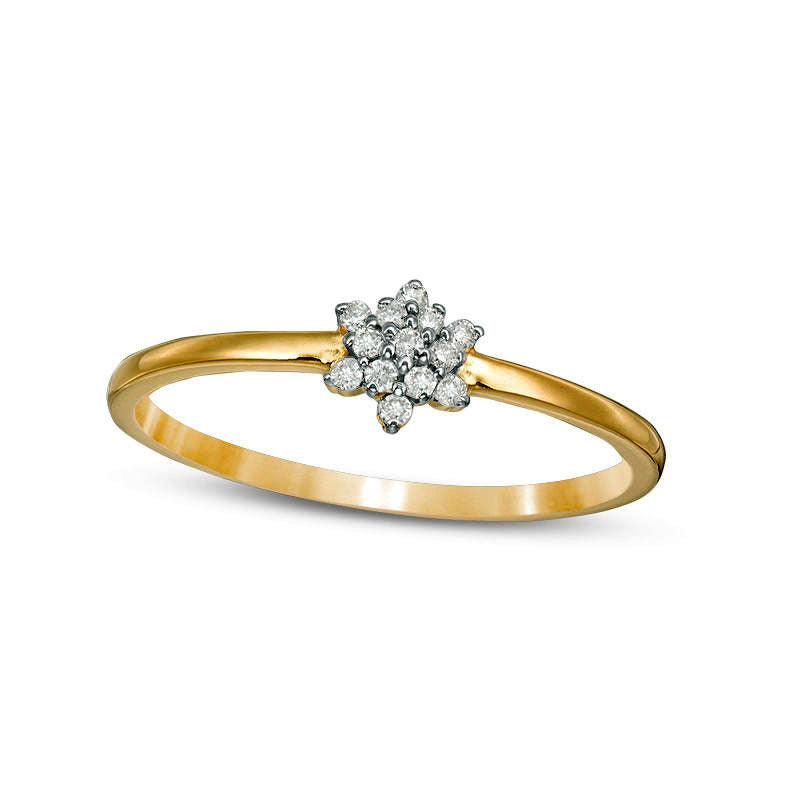 Image of ID 1 007 CT TW Composite Natural Diamond Flower Ring in Solid 10K Yellow Gold