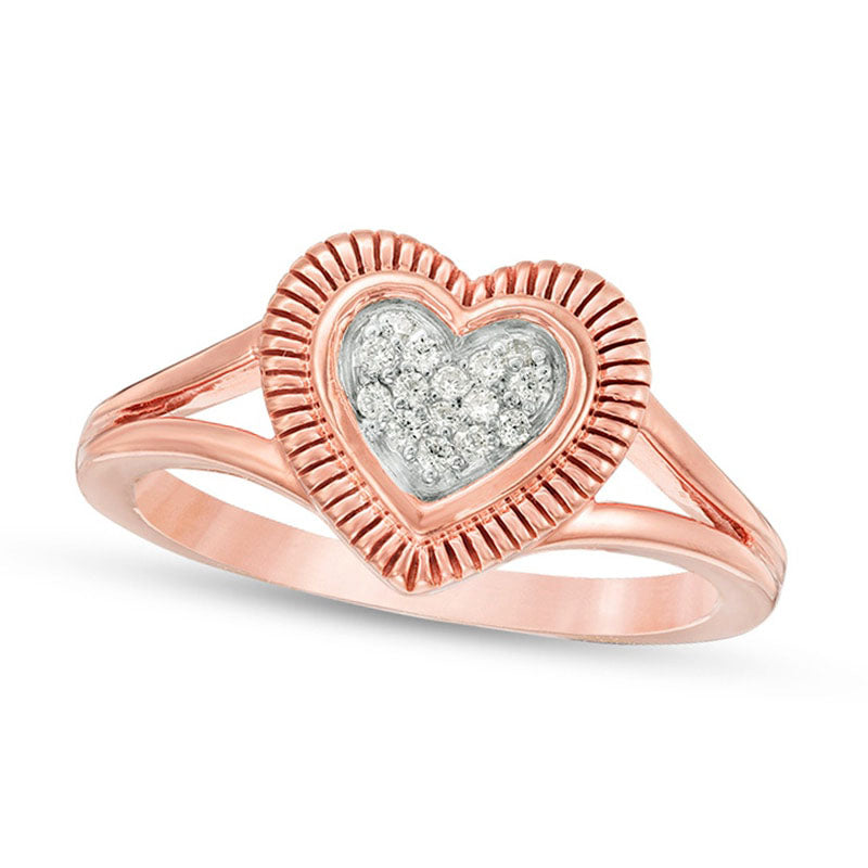 Image of ID 1 007 CT TW Composite Natural Diamond Heart Promise Ring in Solid 10K Rose Gold
