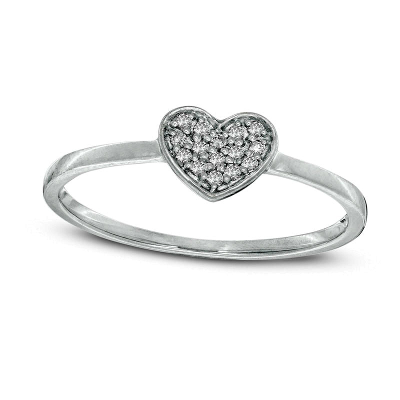 Image of ID 1 007 CT TW Composite Natural Diamond Heart Ring in Solid 10K White Gold