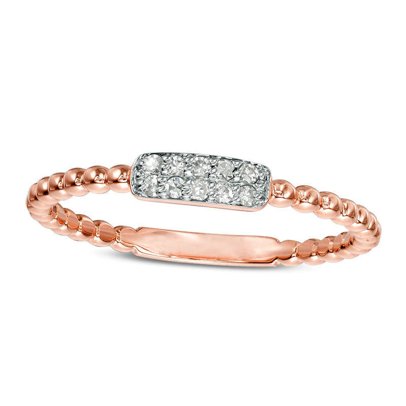 Image of ID 1 007 CT TW Composite Natural Diamond Rectangle Beaded Stackable Band in Solid 10K Rose Gold