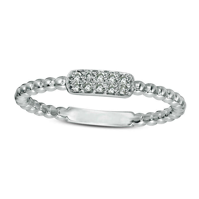 Image of ID 1 007 CT TW Composite Natural Diamond Rectangle Beaded Stackable Band in Solid 10K White Gold