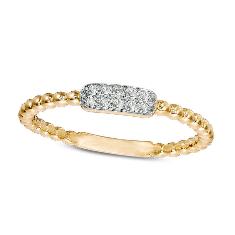 Image of ID 1 007 CT TW Composite Natural Diamond Rectangle Beaded Stackable Band in Solid 10K Yellow Gold