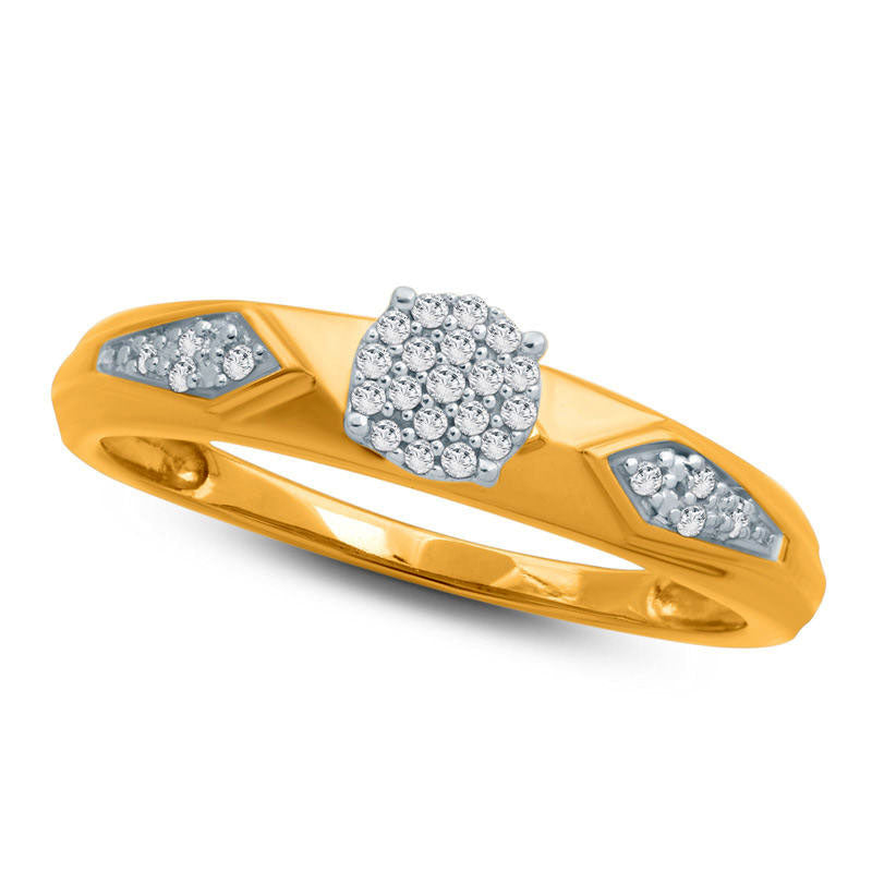 Image of ID 1 007 CT TW Composite Natural Diamond Retro Geometric Engagement Ring in Solid 10K Yellow Gold