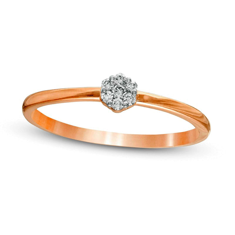 Image of ID 1 007 CT TW Composite Natural Diamond Small Flower Promise Ring in Solid 10K Rose Gold