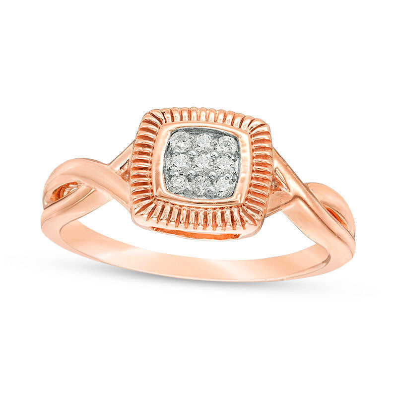 Image of ID 1 007 CT TW Composite Natural Diamond Square Twist Promise Ring in Solid 10K Rose Gold