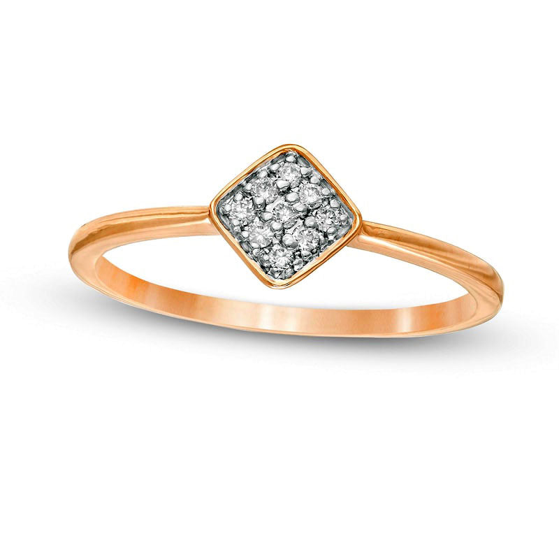 Image of ID 1 007 CT TW Composite Natural Diamond Tilted Cushion Promise Ring in Solid 10K Rose Gold