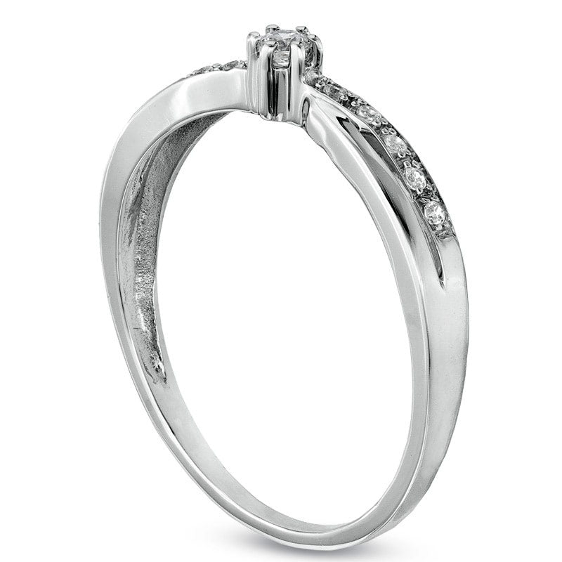 Image of ID 1 007 CT TW Natural Diamond Accent Criss-Cross Promise Ring in Solid 10K White Gold