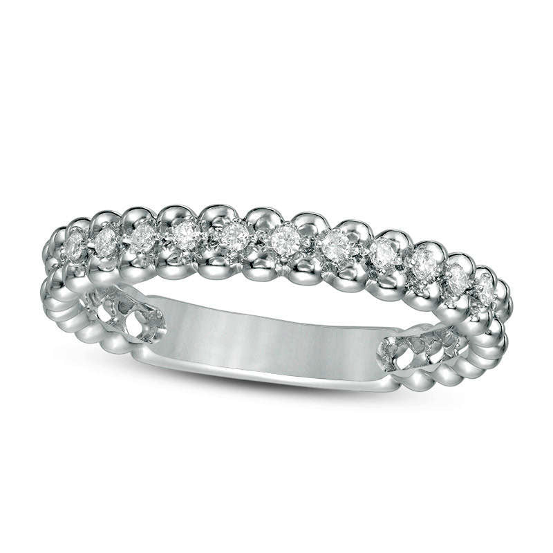 Image of ID 1 007 CT TW Natural Diamond Beaded Anniversary Band in Solid 10K White Gold