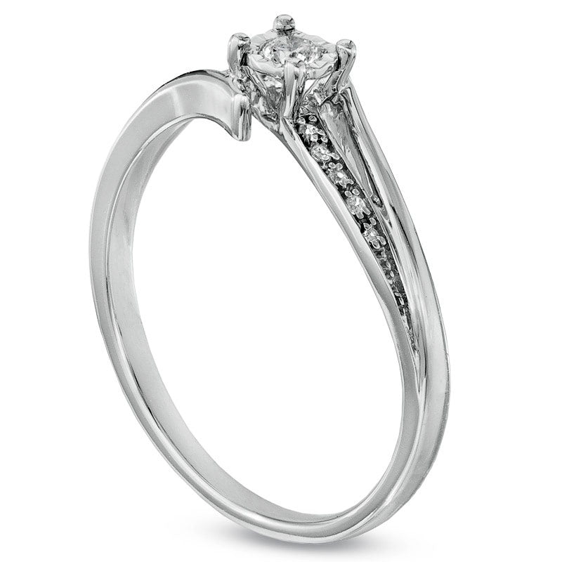 Image of ID 1 007 CT TW Natural Diamond Bypass Promise Ring in Solid 10K White Gold
