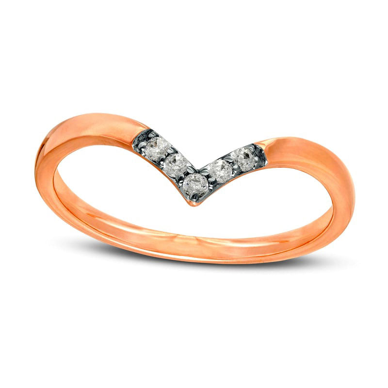 Image of ID 1 007 CT TW Natural Diamond Chevron Ring in Solid 10K Rose Gold