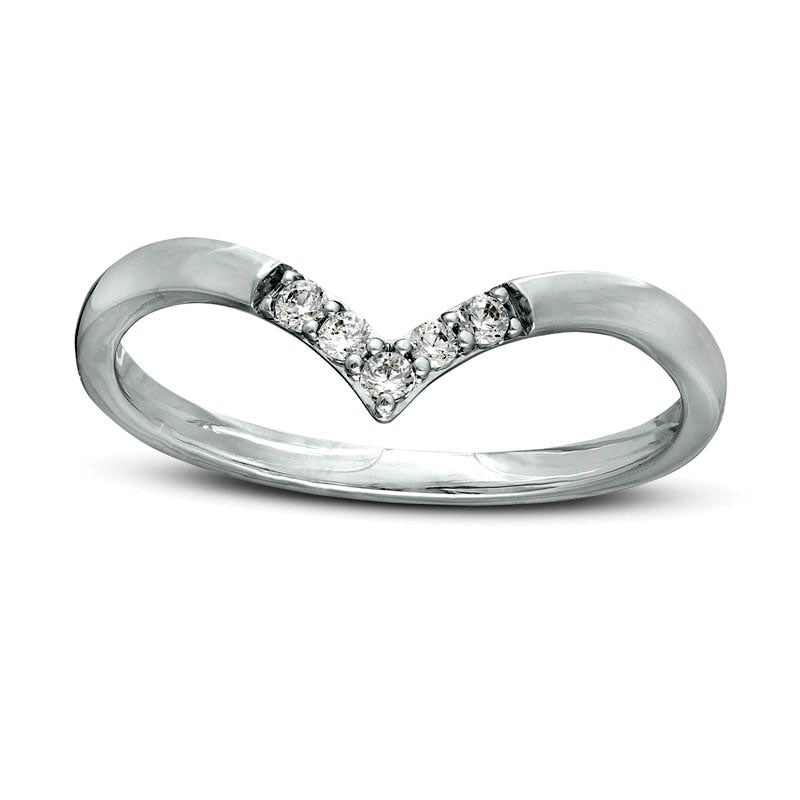 Image of ID 1 007 CT TW Natural Diamond Chevron Ring in Solid 10K White Gold