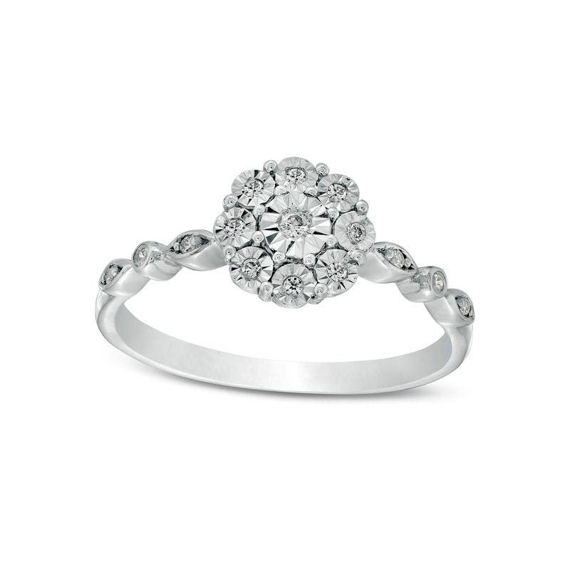 Image of ID 1 007 CT TW Natural Diamond Frame Alternating Shank Ring in Sterling Silver
