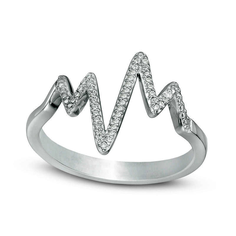 Image of ID 1 007 CT TW Natural Diamond Heartbeat Ring in Sterling Silver