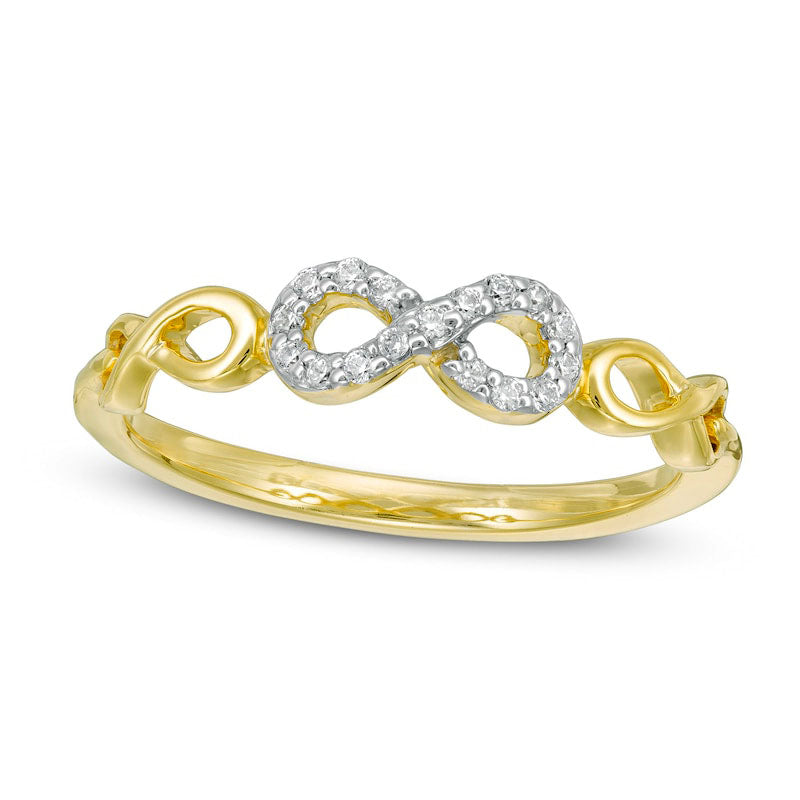 Image of ID 1 007 CT TW Natural Diamond Infinity Stackable Ring in Solid 10K Yellow Gold