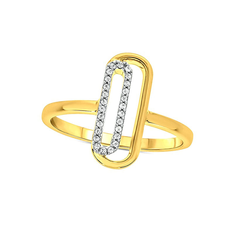 Image of ID 1 007 CT TW Natural Diamond Paperclip Ring in Sterling Silver with Solid 14K Gold Plate