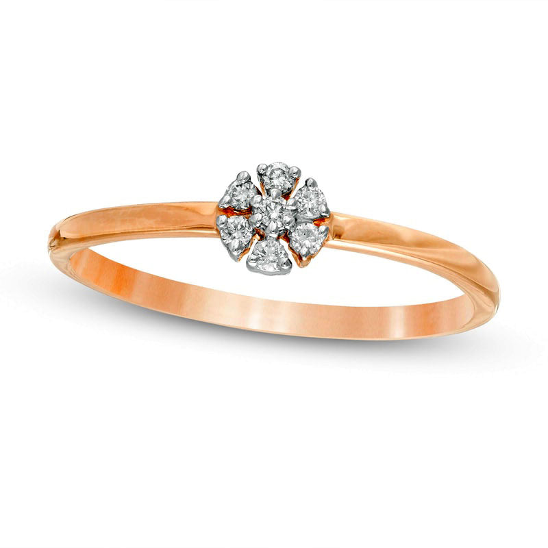 Image of ID 1 007 CT TW Natural Diamond Pinwheel Promise Ring in Solid 10K Rose Gold