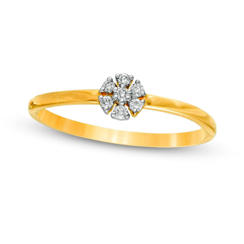 Image of ID 1 007 CT TW Natural Diamond Pinwheel Promise Ring in Solid 10K Yellow Gold