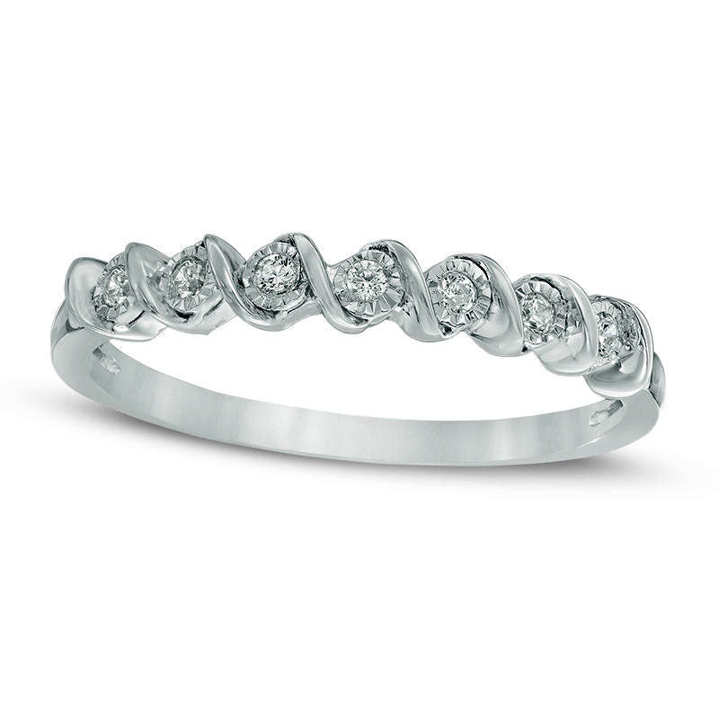 Image of ID 1 007 CT TW Natural Diamond Seven Stone S Anniversary Band in Sterling Silver