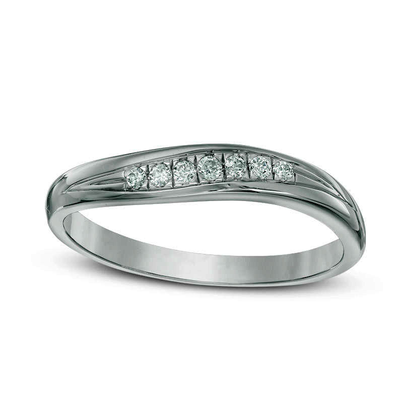 Image of ID 1 007 CT TW Natural Diamond Slant Wedding Band in Solid 10K White Gold