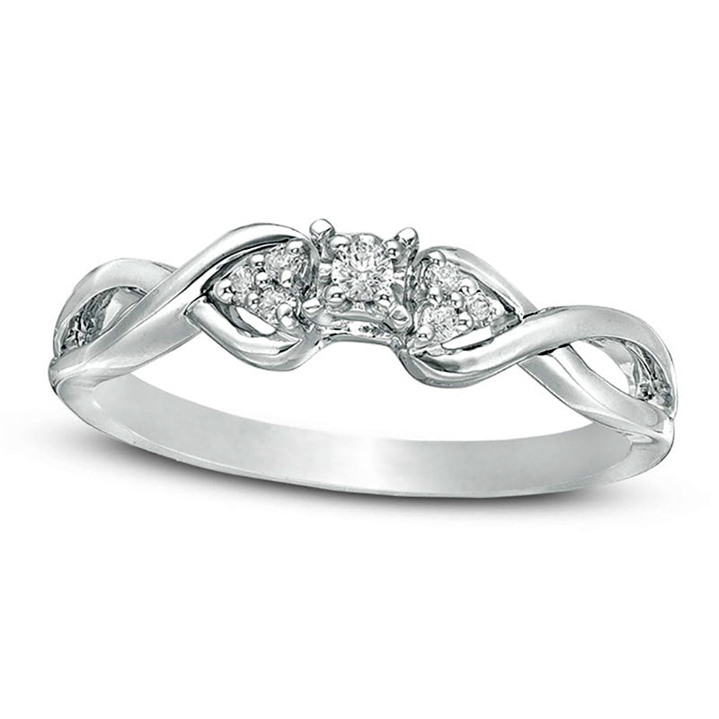 Image of ID 1 007 CT TW Natural Diamond Tri-Sides Infinity Shank Promise Ring in Sterling Silver