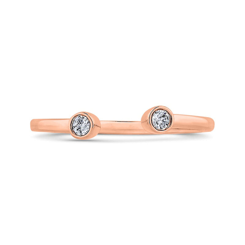 Image of ID 1 007 CT TW Natural Diamond Two Stone Open Ring in Solid 10K Rose Gold