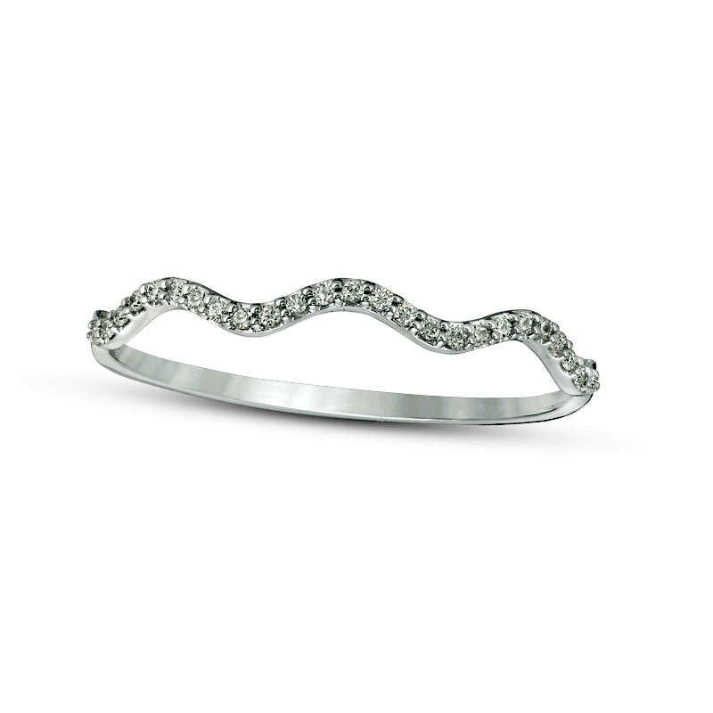 Image of ID 1 007 CT TW Natural Diamond Wave Band in Solid 10K White Gold