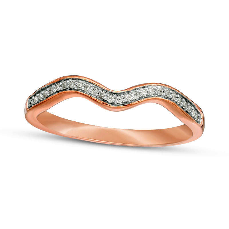 Image of ID 1 007 CT TW Natural Diamond Wavy Wedding Band in Solid 10K Rose Gold