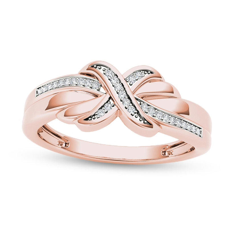 Image of ID 1 007 CT TW Natural Diamond X Ring in Solid 10K Rose Gold