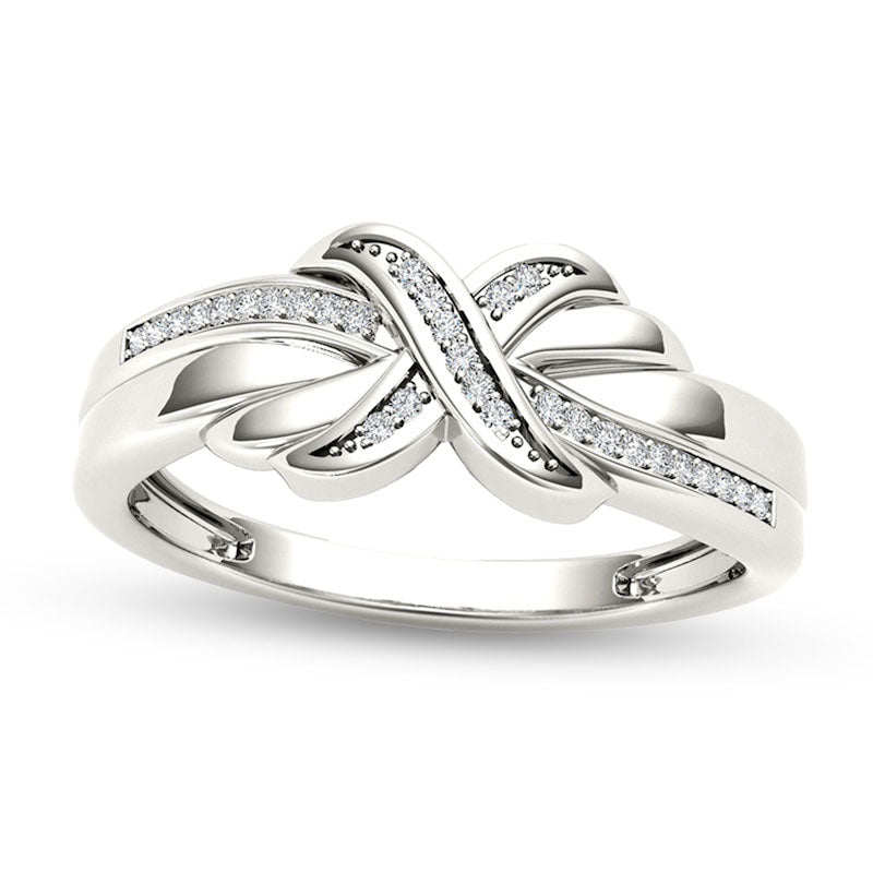 Image of ID 1 007 CT TW Natural Diamond X Ring in Solid 10K White Gold