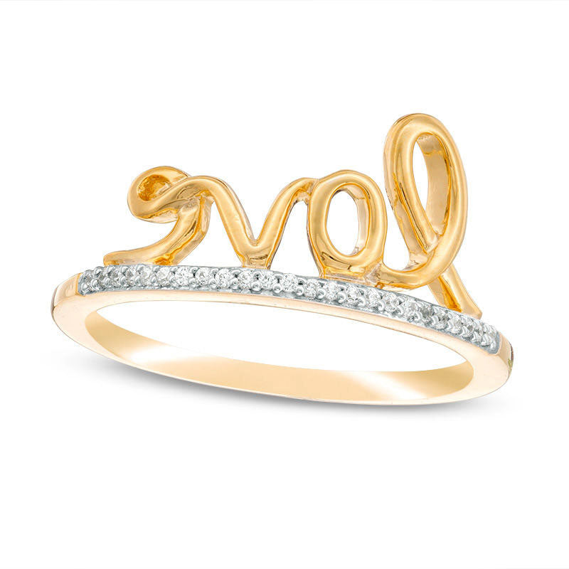 Image of ID 1 007 CT TW Natural Diamond love Ring in Sterling Silver and Solid 14K Gold Plate