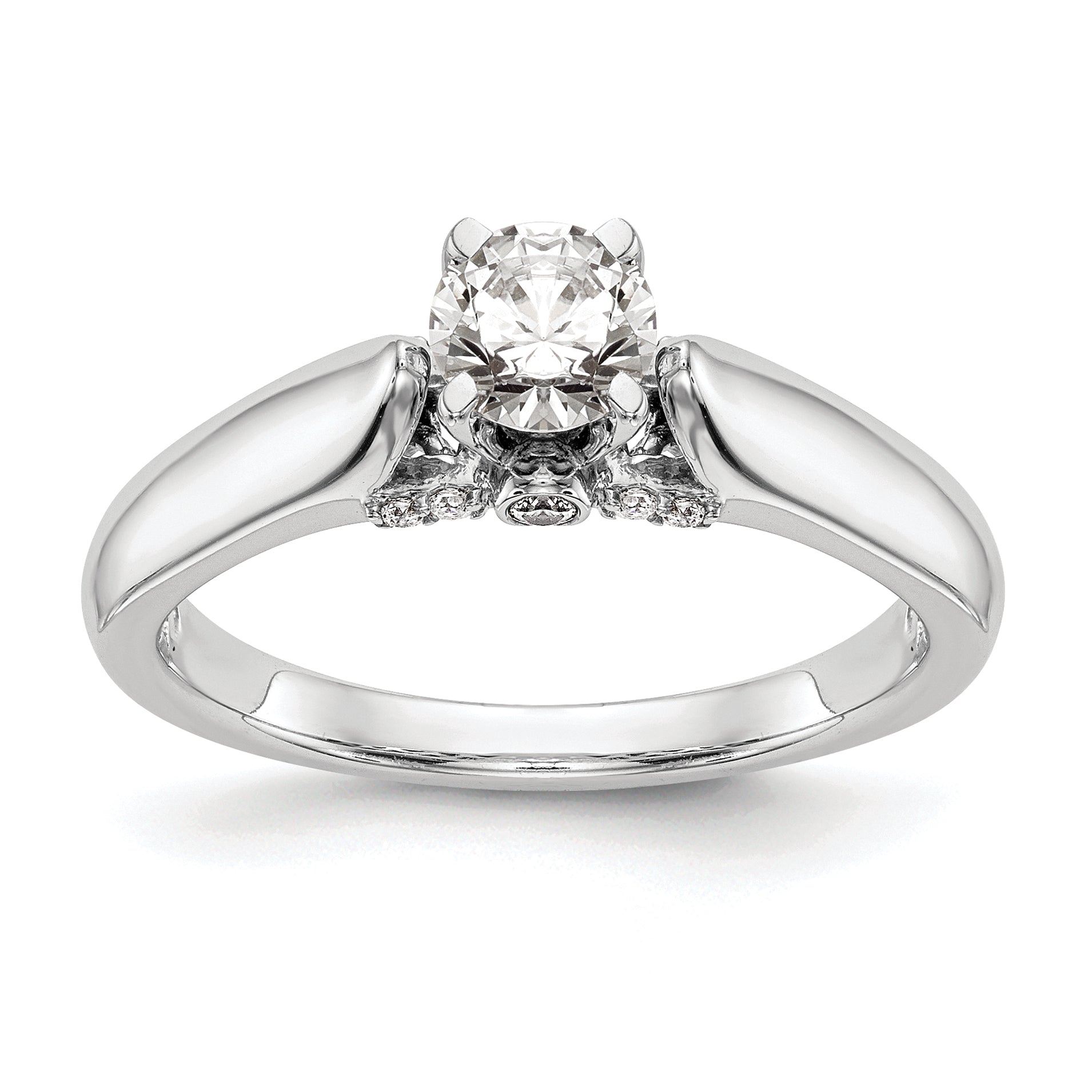 Image of ID 1 007ct CZ Solid Real 14K White Gold Peg Set Engagement Ring