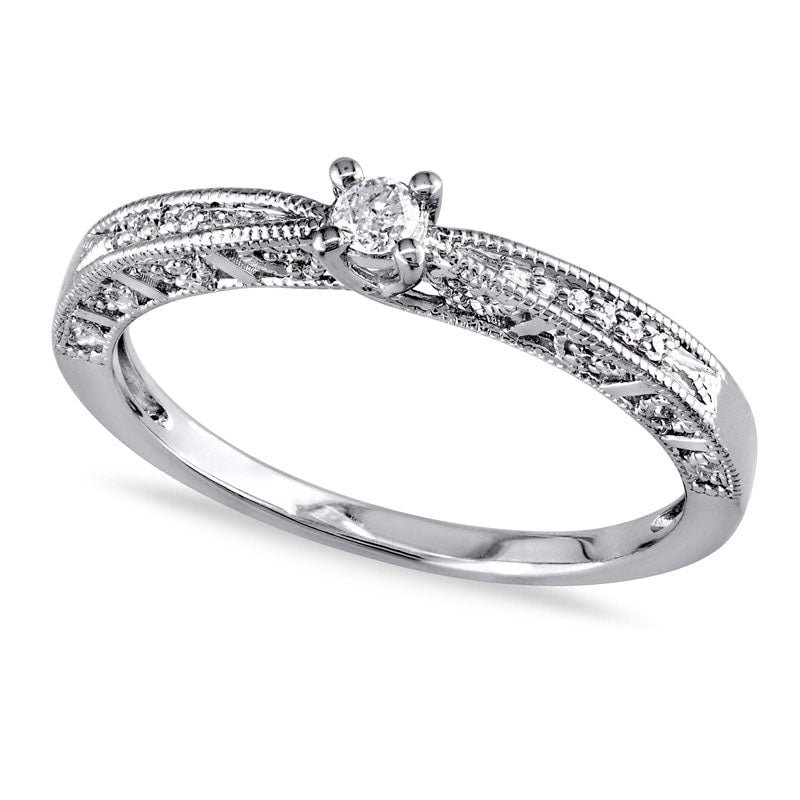 Image of ID 1 010 CT Natural Diamond Promise Ring in Sterling Silver