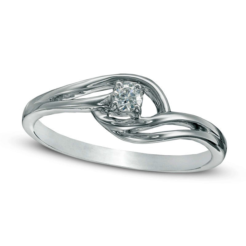 Image of ID 1 010 CT Natural Diamond Solitaire Bypass Promise Ring in Sterling Silver