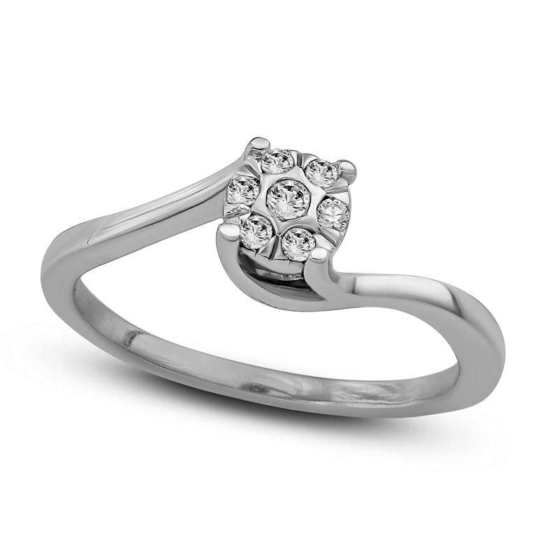 Image of ID 1 010 CT TW Composite Natural Diamond Bypass Promise Ring in Solid 10K White Gold