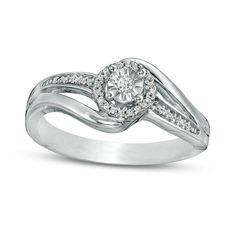 Image of ID 1 010 CT TW Composite Natural Diamond Bypass Promise Ring in Sterling Silver
