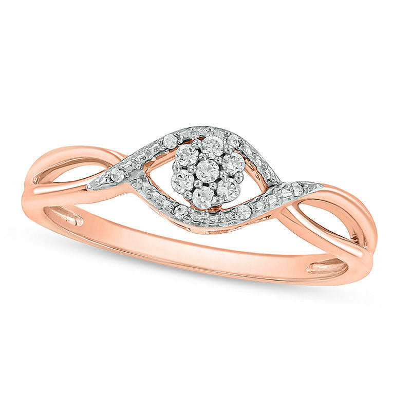 Image of ID 1 010 CT TW Composite Natural Diamond Bypass Twist Shank Promise Ring in Solid 10K Rose Gold
