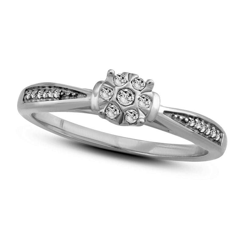 Image of ID 1 010 CT TW Composite Natural Diamond Collar Promise Ring in Solid 10K White Gold