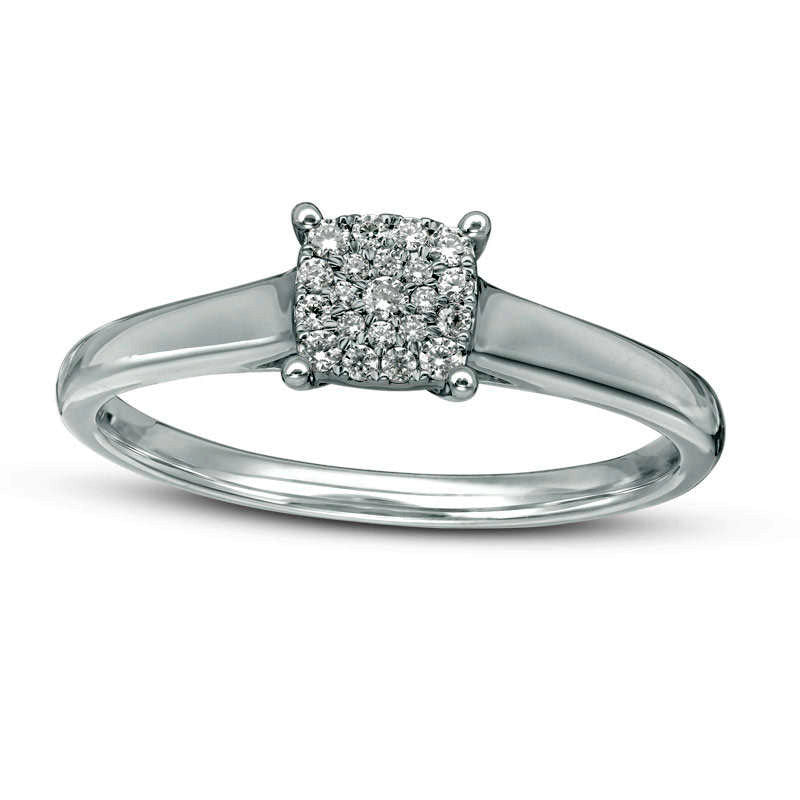 Image of ID 1 010 CT TW Composite Natural Diamond Cushion Frame Promise Ring in Solid 10K White Gold