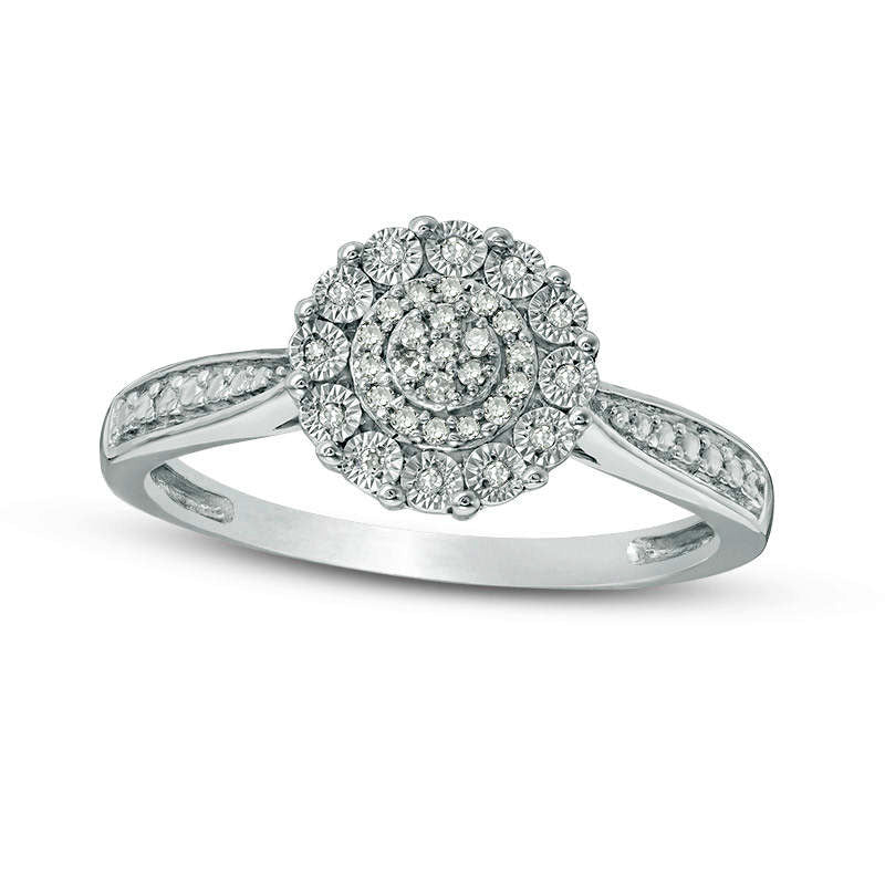 Image of ID 1 010 CT TW Composite Natural Diamond Double Frame Promise Ring in Sterling Silver