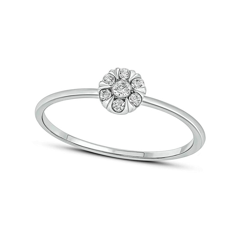 Image of ID 1 010 CT TW Composite Natural Diamond Flower Promise Ring in Solid 10K White Gold