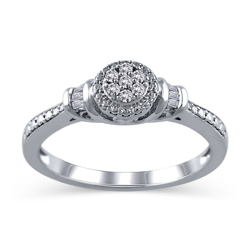 Image of ID 1 010 CT TW Composite Natural Diamond Frame Promise Ring in Sterling Silver